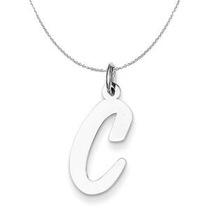 Silver Madison Collection LG Classic Script Initial C Necklace - 20 In